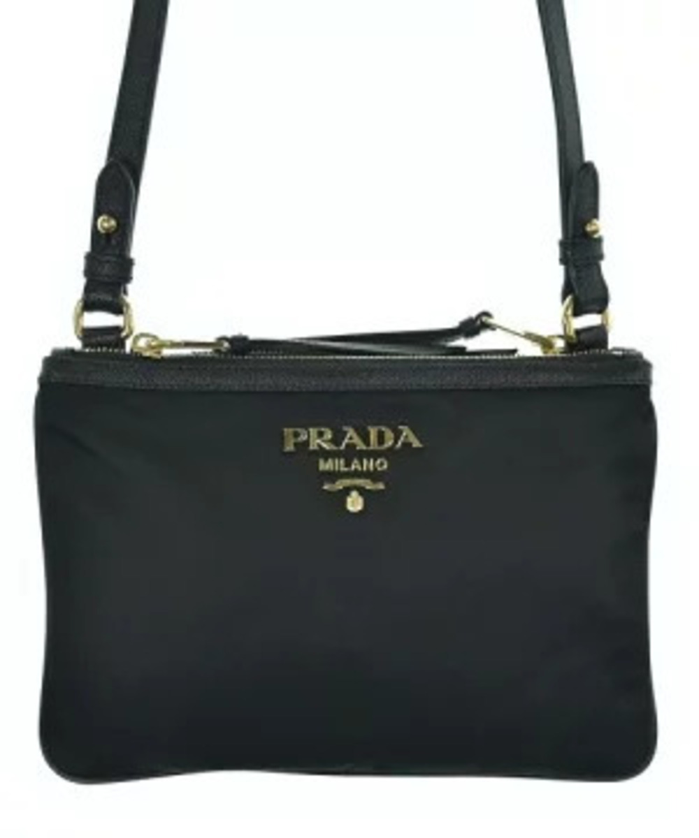 Prada Tessuto Soft Calf Trim Double Zip Crossbody Bag black